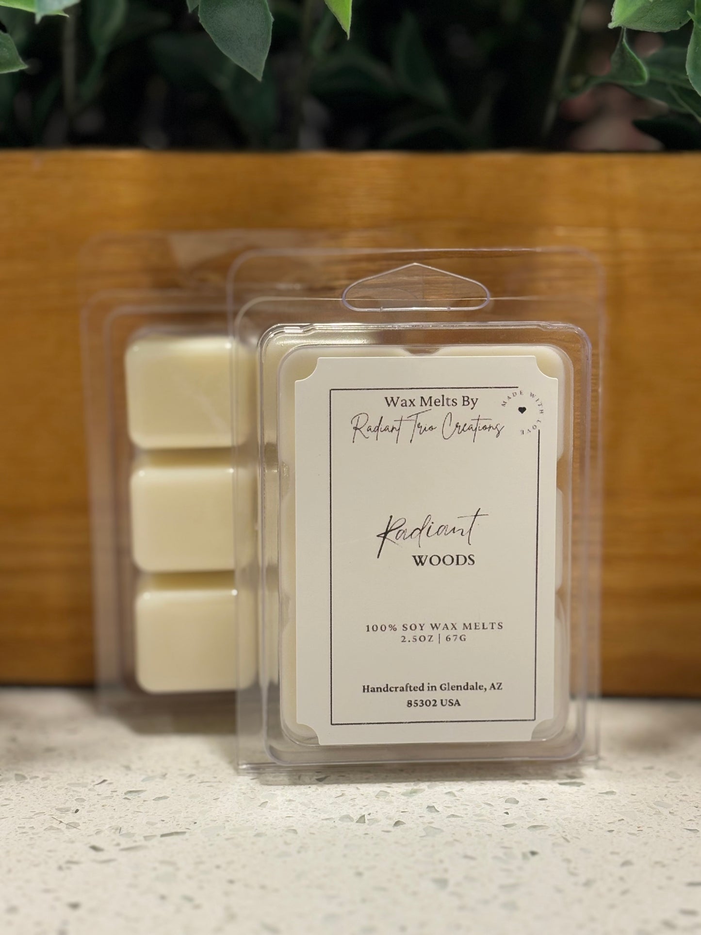 2.5oz Radiant Woods Wax Melts